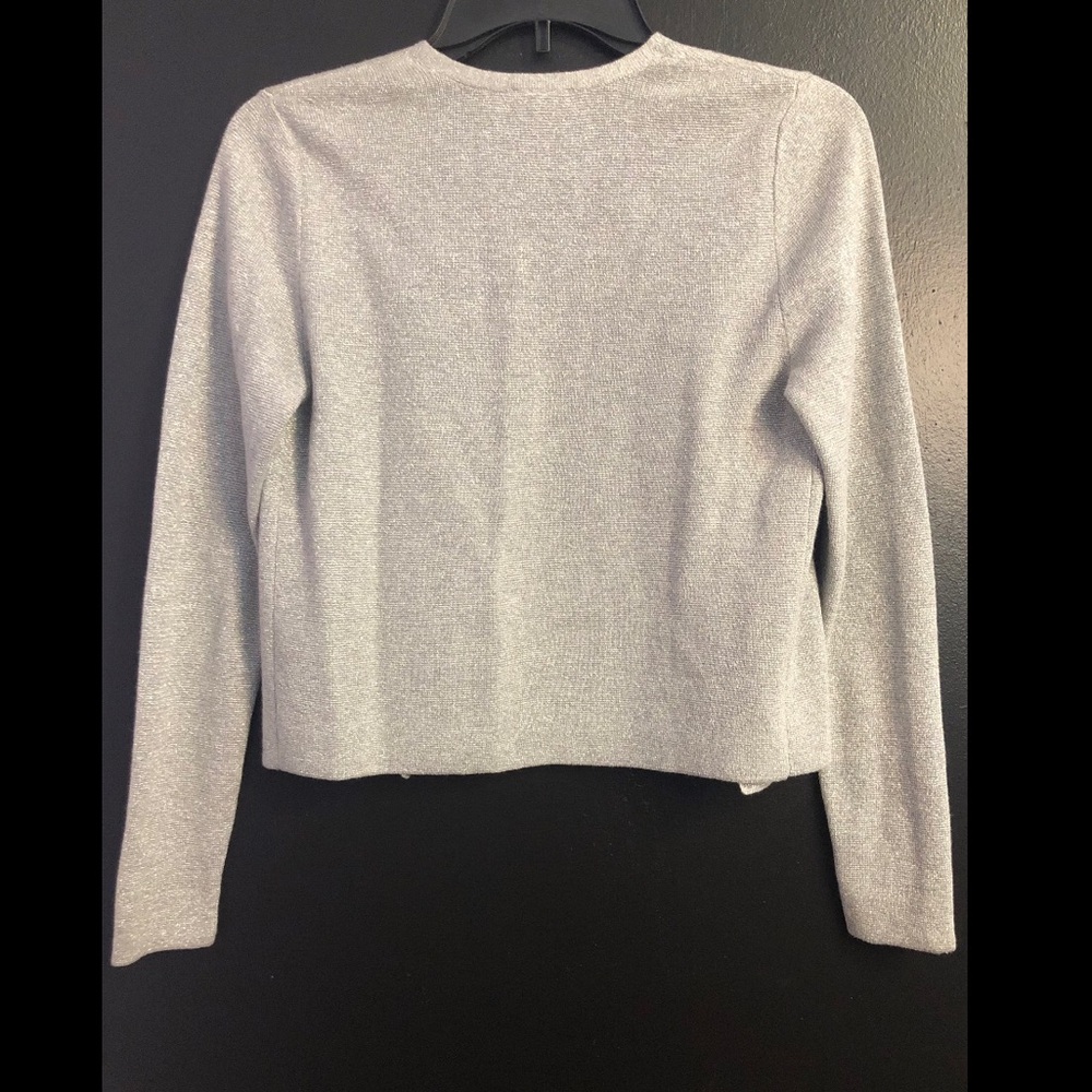 Ann Taylor Silver Sparkle Open-Front Cropped Cardigan - Picture 2 of 4